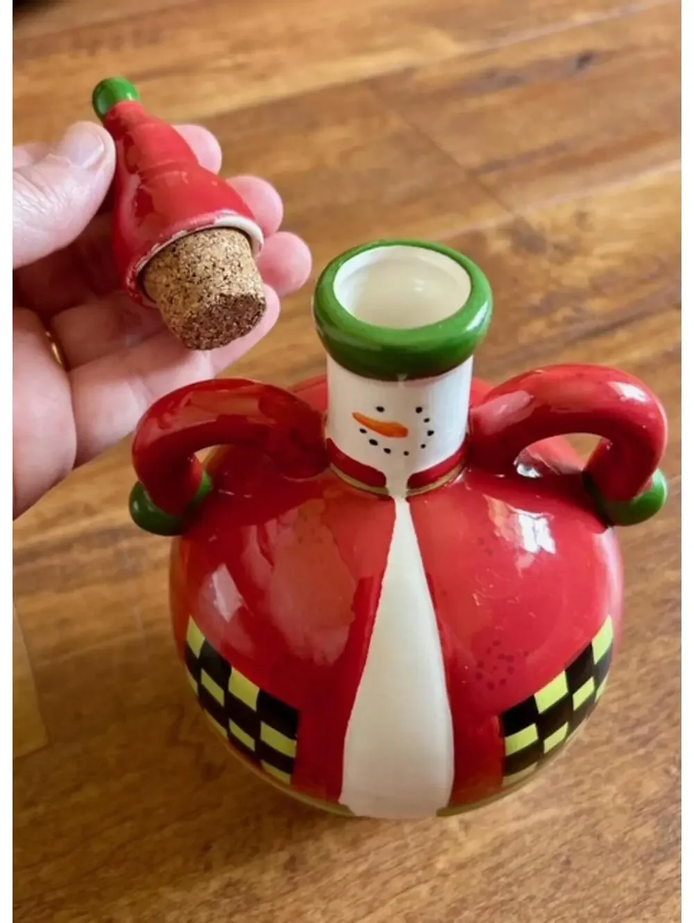 Ceramic Snowman Shaped Bottle with Cork Stopper